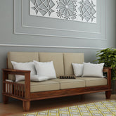Trinity Solid Sheesham Wood 3 Seater Sofa (Natural Finish)